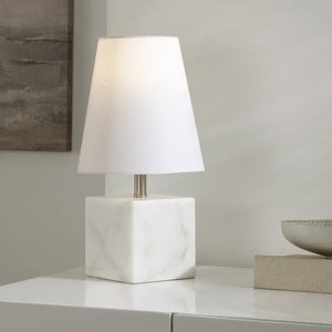 Safavieh LOU, 15.25 Inch Minimalist Table Lamp with Marble Base & Nickel Accents for Elegant Home Lighting TBL4591A