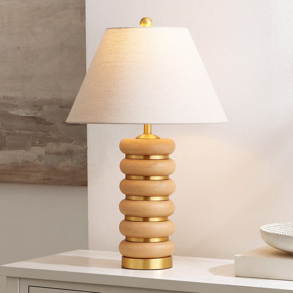 Safavieh Selene, 25 Inch, Light Brown/Brass, Resin/Metal Table Lamp TBL4600A Light Brown/Brass Gold