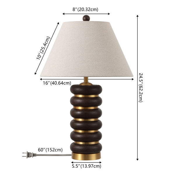 Safavieh Arani, 25 Inch, Dark Brown/Brass, Resin/Metal Table Lamp TBL4601A Dark Brown/ Brass Gold