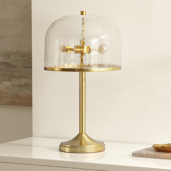 Safavieh Daye, 20.5 Inch, Clear/Brass, Glass/Metal Table Lamp Clear Shade Metal