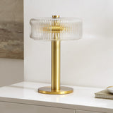 Safavieh Dua, 17 Inch, Clear/Brass, Glass/Metal Table Lamp Clear Shade Metal