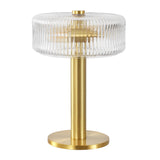 Safavieh Dua, 17 Inch, Clear/Brass, Glass/Metal Table Lamp Clear Shade Metal