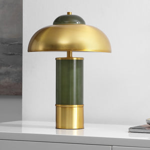 Safavieh Drea, 15.75 Inch, Green/Brass, Glass/Metal Table Lamp  Brass Gold Shade Glass