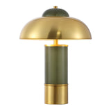 Safavieh Drea, 15.75 Inch, Green/Brass, Glass/Metal Table Lamp  Brass Gold Shade Glass