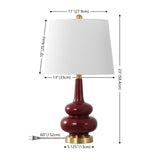 Safavieh Evie, 23 Inch, Cranberry, Ceramic Table Lamp White Shade Ceramic