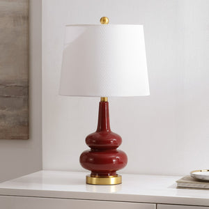 Safavieh Evie, 23 Inch, Cranberry, Ceramic Table Lamp White Shade Ceramic