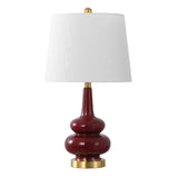 Safavieh Evie, 23 Inch, Cranberry, Ceramic Table Lamp White Shade Ceramic