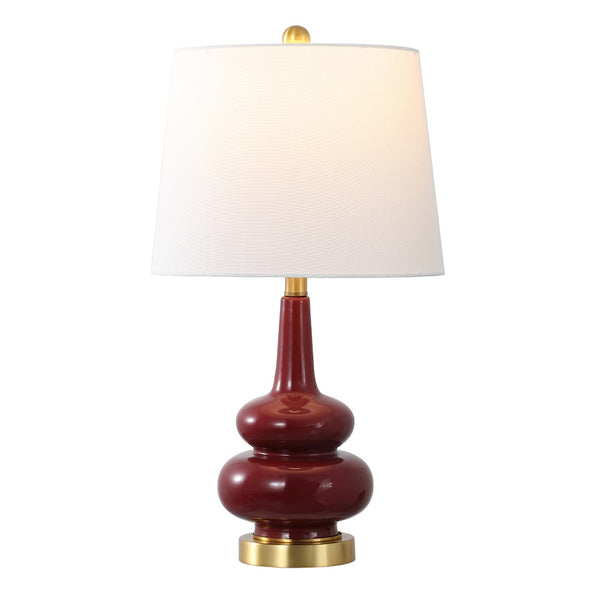 Safavieh Evie, 23 Inch, Cranberry, Ceramic Table Lamp White Shade Ceramic