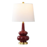 Safavieh Evie, 23 Inch, Cranberry, Ceramic Table Lamp White Shade Ceramic