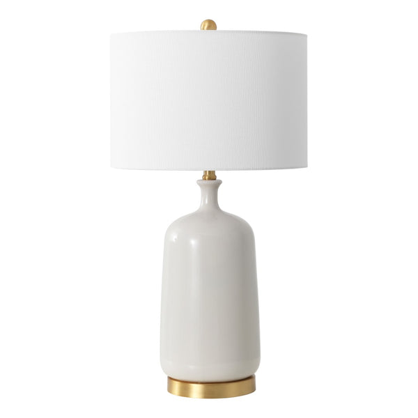 Safavieh Stevie, 28.25 Inch, Cream/Brass, Ceramic Table Lamp White Shade Ceramic