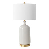 Safavieh Stevie, 28.25 Inch, Cream/Brass, Ceramic Table Lamp White Shade Ceramic