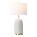 Safavieh Stevie, 28.25 Inch, Cream/Brass, Ceramic Table Lamp White Shade Ceramic