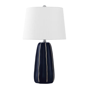 Safavieh Jude, Elegant 25.5 Inch Navy Blue Ceramic Table Lamp With Fabric Shade For Stylish Home Decor Navy Ceramic Body + Fabric Shade Tbl4613a