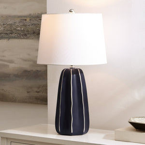Safavieh Jude, Elegant 25.5 Inch Navy Blue Ceramic Table Lamp With Fabric Shade For Stylish Home Decor Navy Ceramic Body + Fabric Shade Tbl4613a