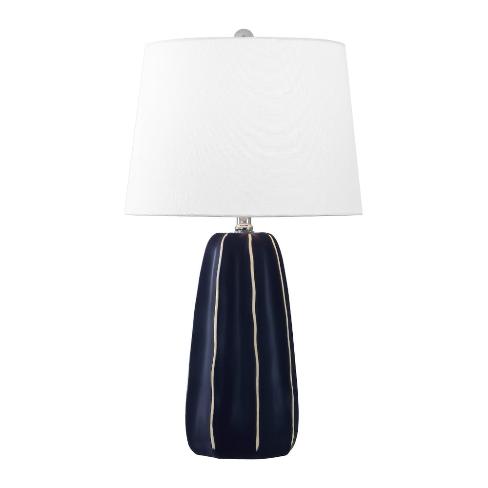 Safavieh JUDE, Elegant 25.5" Navy Blue Ceramic Table Lamp with Soft Shade for Cozy Ambiance & Style TBL4613A