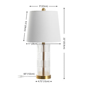 Safavieh Faille, Elegant 22-inch Clear And Brass Glass Table Lamp Set Of 2 For Sophisticated Decor Clear ,Brass Glass Body ,Fabric Shade Tbl4619a-set2