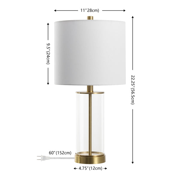 Safavieh Anders, 22.25 Inch Clear Brass Glass Table Lamp Set Of 2 - Modern Elegance For Any Space! Clear ,Brass Glass Body ,Fabric Shade Tbl4620a-set2