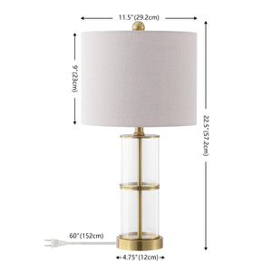 Safavieh Nalla, 22.5 Inch Clear/Brass Glass Table Lamp Set Of 2 – Elegant Lighting For Any Room Decor Clear ,Brass Glass Body ,Fabric Shade Tbl4621a-set2