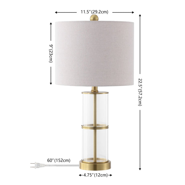 Safavieh Nalla, 22.5 Inch Clear/Brass Glass Table Lamp Set Of 2 – Elegant Lighting For Any Room Decor Clear ,Brass Glass Body ,Fabric Shade Tbl4621a-set2