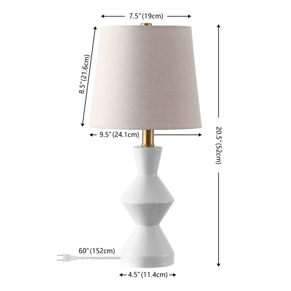 Safavieh Noven, Elegant 20.5 Inch White Ceramic Table Lamp Set Of 2 – Chic Lighting For Any Home Decor White Ceramic Body ,Fabric Shade Tbl4627a-set2
