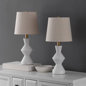 Safavieh Noven, Elegant 20.5 Inch White Ceramic Table Lamp Set Of 2 – Chic Lighting For Any Home Decor White Ceramic Body ,Fabric Shade Tbl4627a-set2