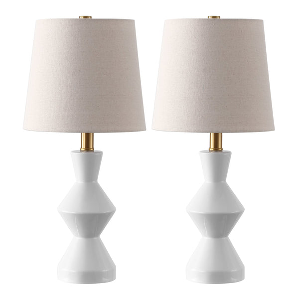 Safavieh Noven, Elegant 20.5 Inch White Ceramic Table Lamp Set Of 2 – Chic Lighting For Any Home Decor White Ceramic Body ,Fabric Shade Tbl4627a-set2