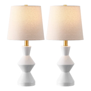 Safavieh Noven, Elegant 20.5 Inch White Ceramic Table Lamp Set Of 2 – Chic Lighting For Any Home Decor White Ceramic Body ,Fabric Shade Tbl4627a-set2