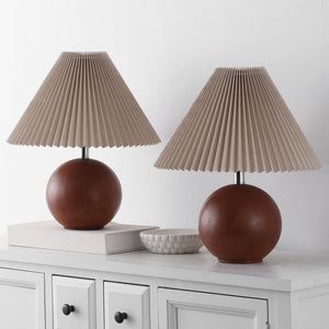 Safavieh Rory, 17.25" Dark Walnut Resin Table Lamp Set Of 2 - Elegant Lighting For Home Decor And Ambiance Dark Walnut Resin Body ,Fabric Shade Tbl4629a-set2