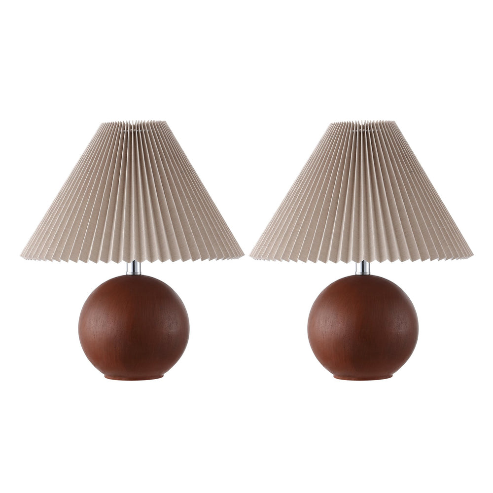 Safavieh Rory, 17.25" Dark Walnut Resin Table Lamp Set Of 2 - Elegant Lighting For Home Decor And Ambiance Dark Walnut Resin Body ,Fabric Shade Tbl4629a-set2
