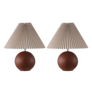 Safavieh Rory, 17.25" Dark Walnut Resin Table Lamp Set Of 2 - Elegant Lighting For Home Decor And Ambiance Dark Walnut Resin Body ,Fabric Shade Tbl4629a-set2