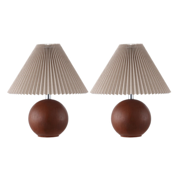 Safavieh Rory, 17.25" Dark Walnut Resin Table Lamp Set Of 2 - Elegant Lighting For Home Decor And Ambiance Dark Walnut Resin Body ,Fabric Shade Tbl4629a-set2