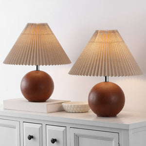 Safavieh Rory, 17.25" Dark Walnut Resin Table Lamp Set Of 2 - Elegant Lighting For Home Decor And Ambiance Dark Walnut Resin Body ,Fabric Shade Tbl4629a-set2
