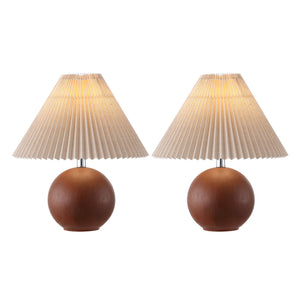 Safavieh Rory, 17.25" Dark Walnut Resin Table Lamp Set Of 2 - Elegant Lighting For Home Decor And Ambiance Dark Walnut Resin Body ,Fabric Shade Tbl4629a-set2