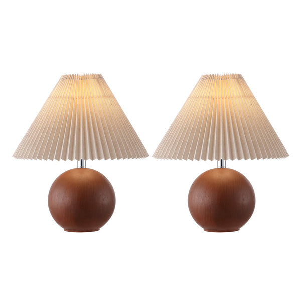 Safavieh Rory, 17.25" Dark Walnut Resin Table Lamp Set Of 2 - Elegant Lighting For Home Decor And Ambiance Dark Walnut Resin Body ,Fabric Shade Tbl4629a-set2