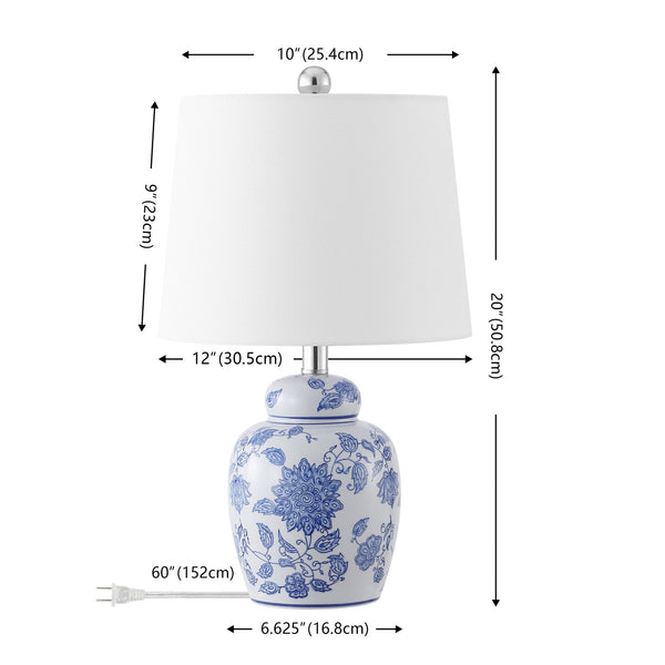 Safavieh Sandra, 20-inch White/Blue Ceramic Table Lamp Set Of 2 – Elegant Lighting For Any Home Decor Style White ,Blue Ceramic Body ,Fabric Shade Tbl4630a-set2