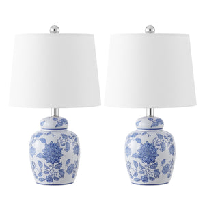Safavieh Sandra, 20-inch White/Blue Ceramic Table Lamp Set Of 2 – Elegant Lighting For Any Home Decor Style White ,Blue Ceramic Body ,Fabric Shade Tbl4630a-set2