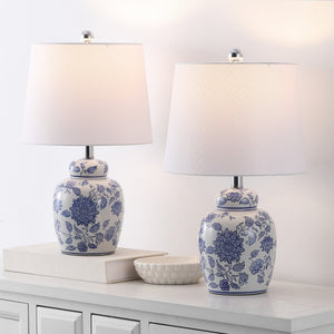Safavieh Sandra, 20-inch White/Blue Ceramic Table Lamp Set Of 2 – Elegant Lighting For Any Home Decor Style White ,Blue Ceramic Body ,Fabric Shade Tbl4630a-set2