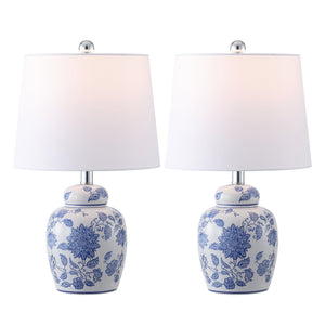 Safavieh Sandra, 20-inch White/Blue Ceramic Table Lamp Set Of 2 – Elegant Lighting For Any Home Decor Style White ,Blue Ceramic Body ,Fabric Shade Tbl4630a-set2