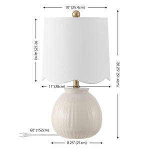 Safavieh Devi, Elegant 20.25-inch White Ceramic Table Lamp Set Of 2 For Chic Home Lighting & Style White Ceramic Body ,Fabric Shade Tbl4631a-set2