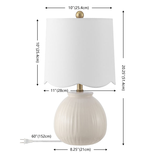Safavieh Devi, Elegant 20.25-inch White Ceramic Table Lamp Set Of 2 For Chic Home Lighting & Style White Ceramic Body ,Fabric Shade Tbl4631a-set2