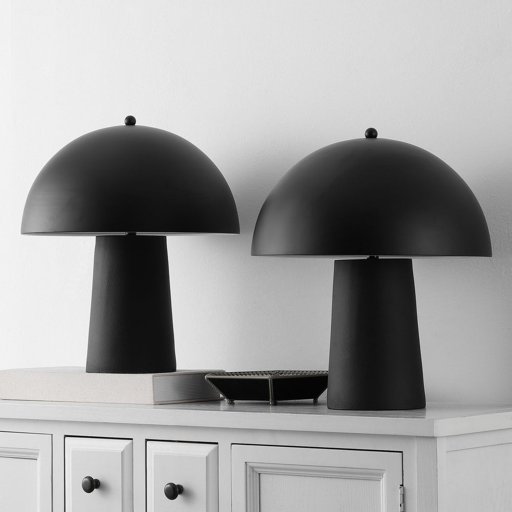 Safavieh Serra, Elegant 18-inch Black Resin Table Lamp Set Of 2 For Modern Home Decor & Versatile Lighting Black Resin Body ,Metal Shade Tbl4634a-set2