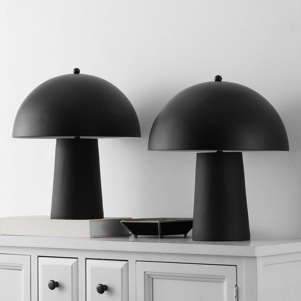 Safavieh Serra, Elegant 18-inch Black Resin Table Lamp Set Of 2 For Modern Home Decor & Versatile Lighting Black Resin Body ,Metal Shade Tbl4634a-set2