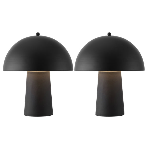 Safavieh Serra, Elegant 18-inch Black Resin Table Lamp Set Of 2 For Modern Home Decor & Versatile Lighting Black Resin Body ,Metal Shade Tbl4634a-set2