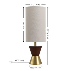 Safavieh Trea, Elegant 20-inch Brass And Dark Walnut Table Lamp Set Of 2 For Stylish Home Illumination Brass ,Dark Walnut Resin ,Metal Body ,Fabric Shade Tbl4635a-set2