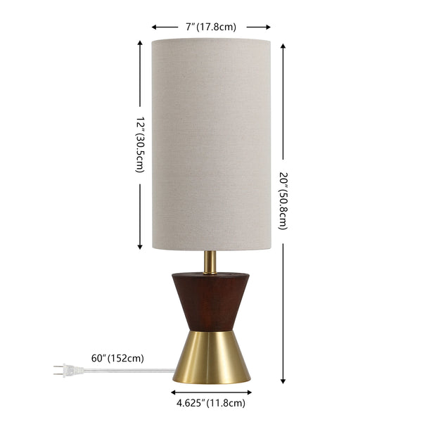Safavieh Trea, Elegant 20-inch Brass And Dark Walnut Table Lamp Set Of 2 For Stylish Home Illumination Brass ,Dark Walnut Resin ,Metal Body ,Fabric Shade Tbl4635a-set2