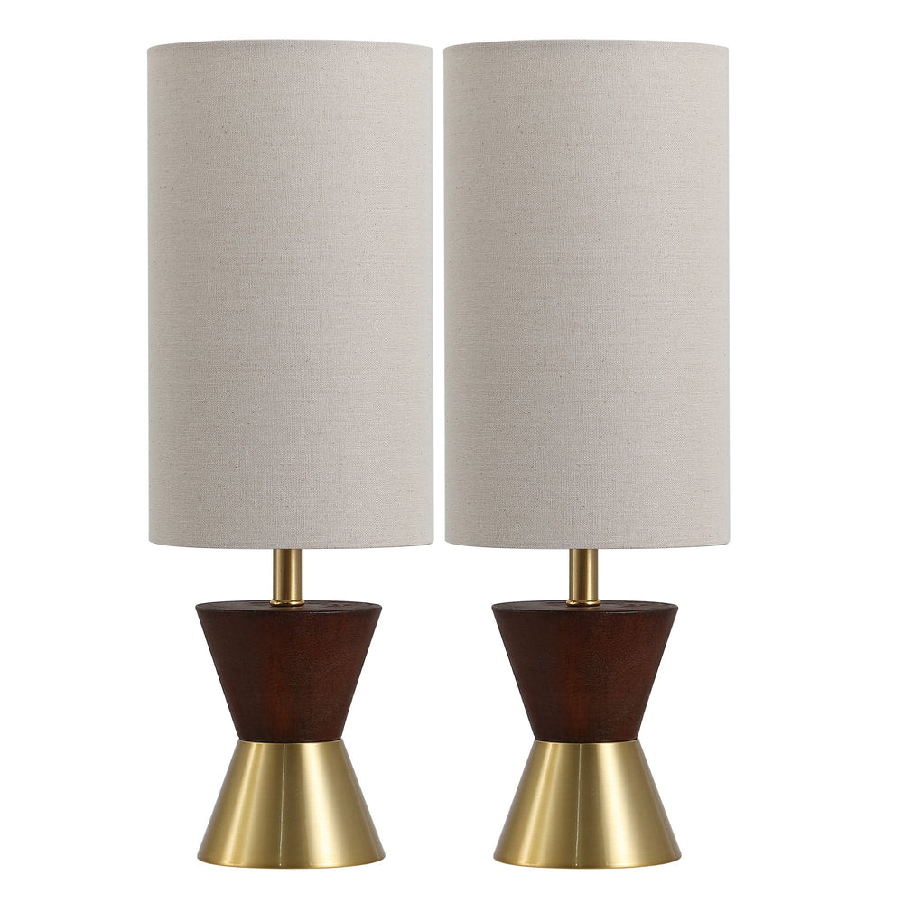 Safavieh Trea, Elegant 20-inch Brass And Dark Walnut Table Lamp Set Of 2 For Stylish Home Illumination Brass ,Dark Walnut Resin ,Metal Body ,Fabric Shade Tbl4635a-set2
