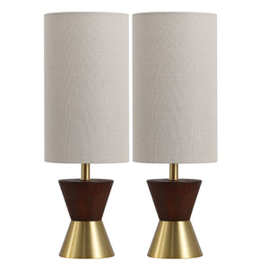 Safavieh Trea, Elegant 20-inch Brass And Dark Walnut Table Lamp Set Of 2 For Stylish Home Illumination Brass ,Dark Walnut Resin ,Metal Body ,Fabric Shade Tbl4635a-set2