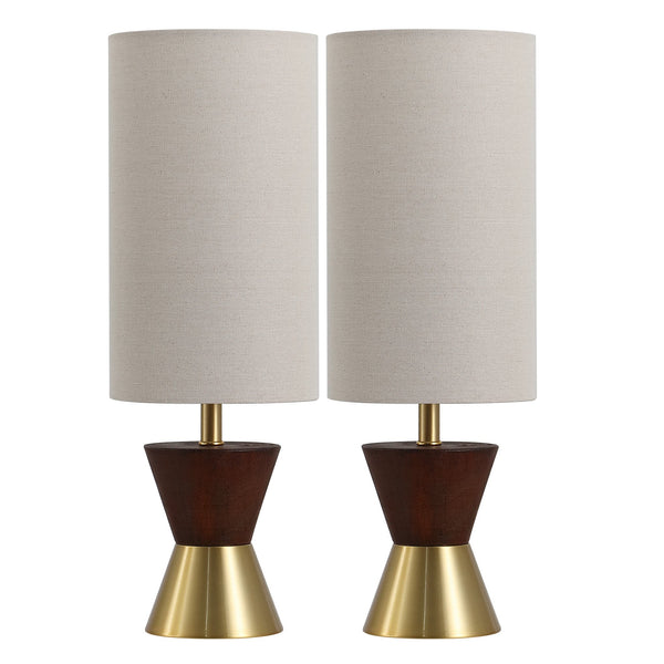 Safavieh Trea, Elegant 20-inch Brass And Dark Walnut Table Lamp Set Of 2 For Stylish Home Illumination Brass ,Dark Walnut Resin ,Metal Body ,Fabric Shade Tbl4635a-set2