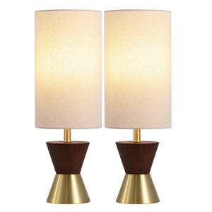 Safavieh Trea, Elegant 20-inch Brass And Dark Walnut Table Lamp Set Of 2 For Stylish Home Illumination Brass ,Dark Walnut Resin ,Metal Body ,Fabric Shade Tbl4635a-set2