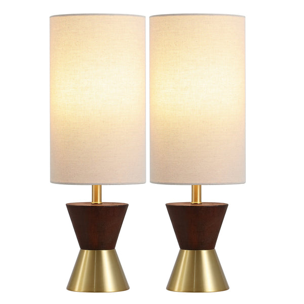 Safavieh Trea, Elegant 20-inch Brass And Dark Walnut Table Lamp Set Of 2 For Stylish Home Illumination Brass ,Dark Walnut Resin ,Metal Body ,Fabric Shade Tbl4635a-set2